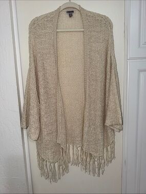 Chelsea28 Open-Knit Fringe Kimono Cardigan | XS/S